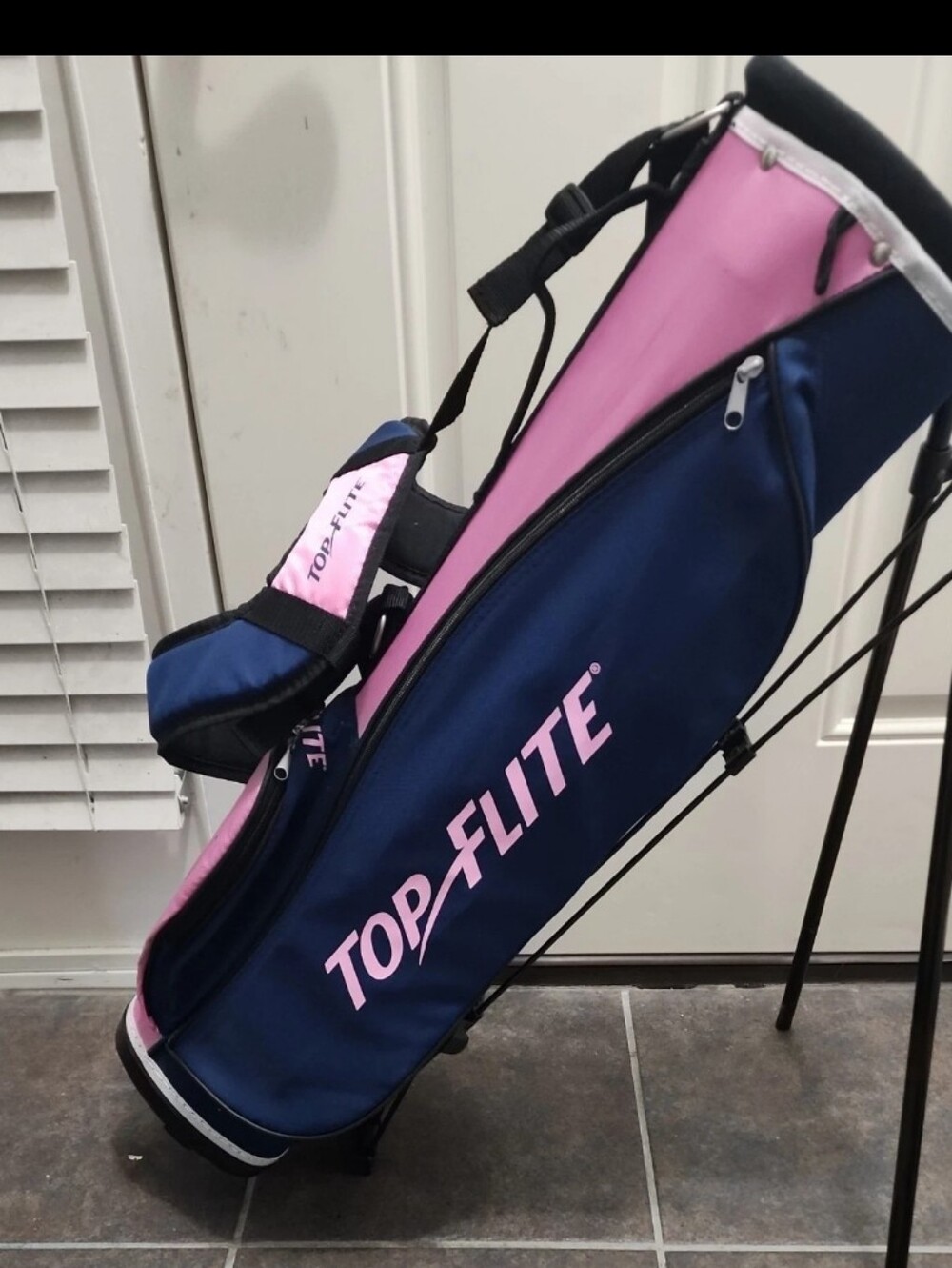 Top Flite XL Jr Golf Stand Bag 3-Way Divider 3-Zip Pockets Dual Carry Strap